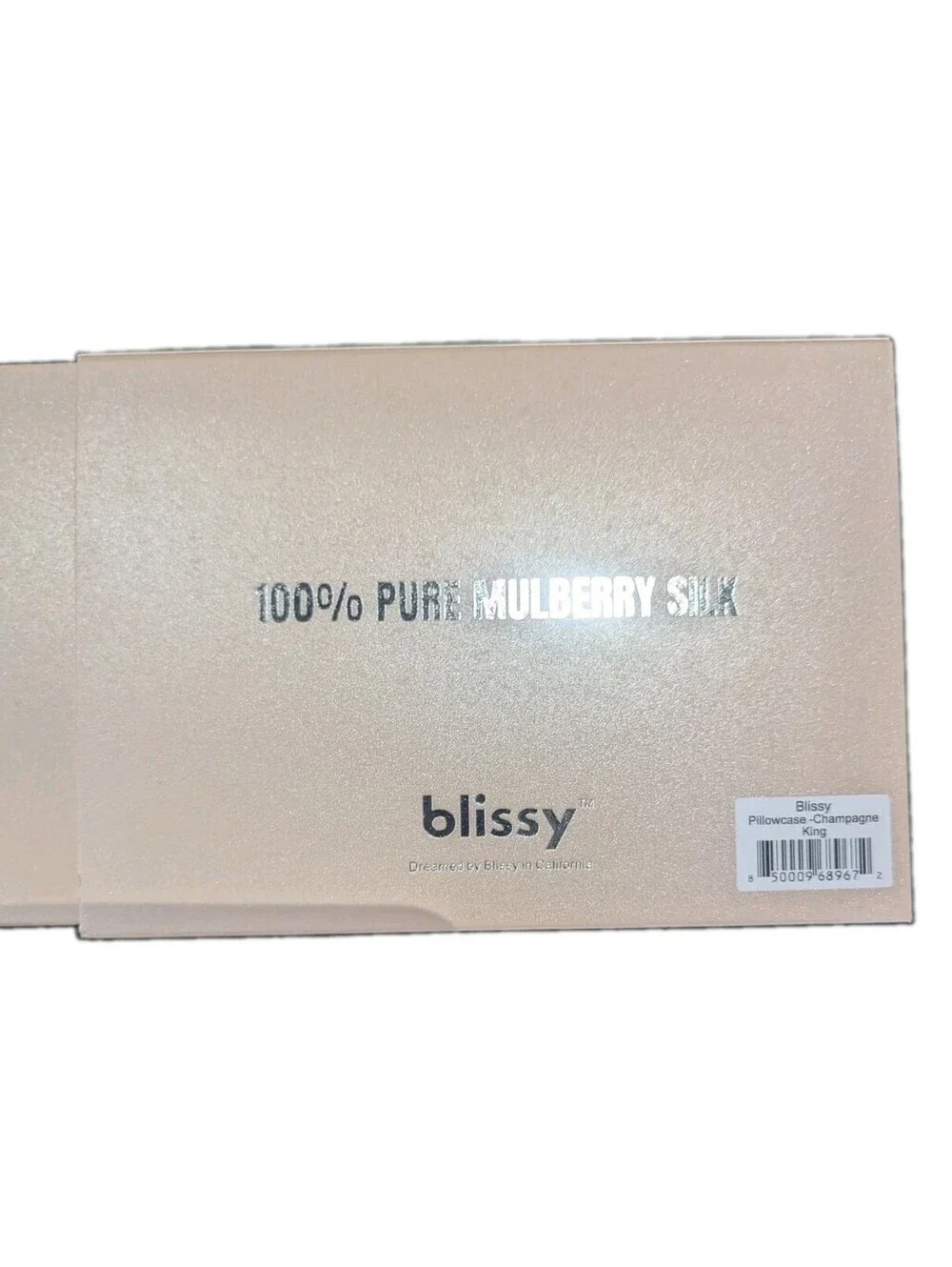 NWT Blissy 100% Mulberry Silk Pillowcase Champagne King Size 20